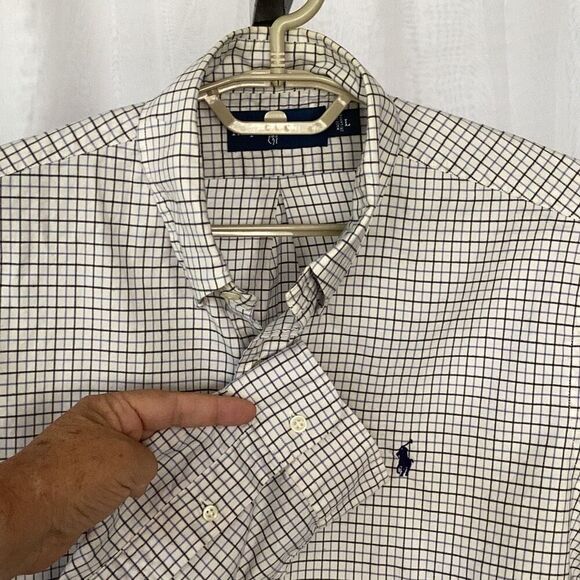 Ralph Lauren Long Sleeve Button Down Shirt Men’s Large Blue White Plaid - Picture 5 of 6